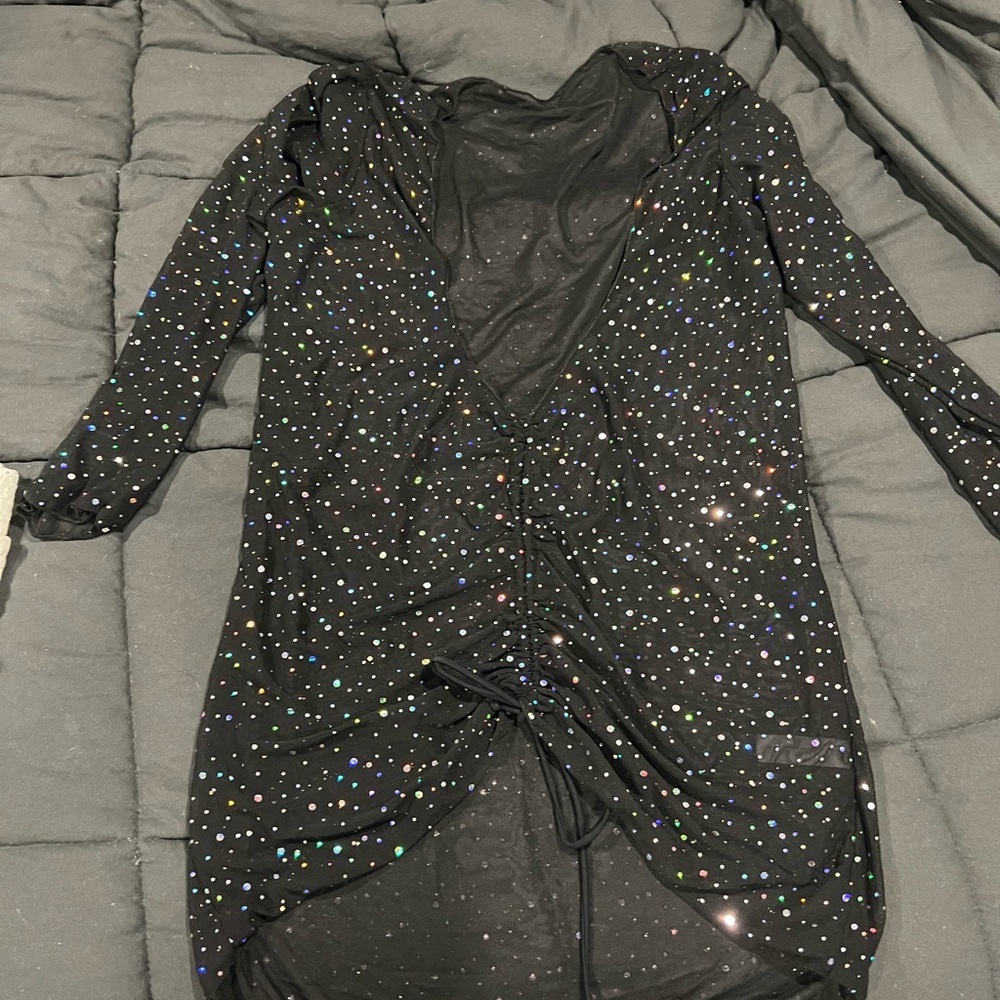 SHEIN Black Glitter Swim Coverup